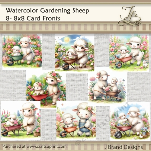 Watercolor Gardening Sheep