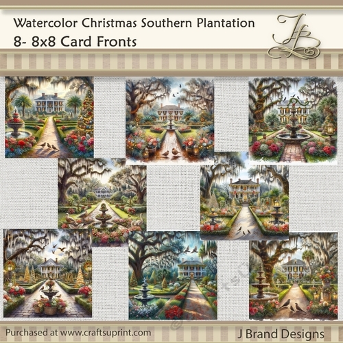 Watercolor Christmas Southern Plantation