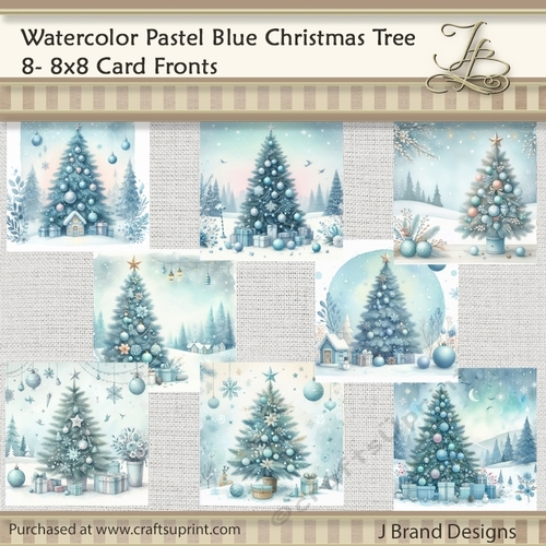 Watercolor Pastel Blue Christmas Tree