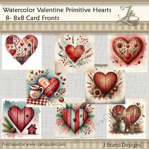 Watercolor Valentine Primitive Heart