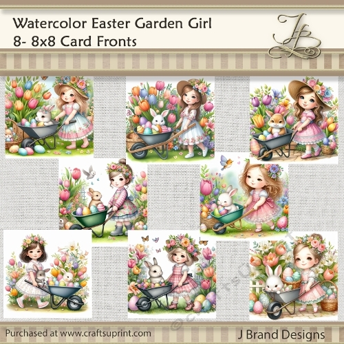 Watercolor Easter Garden Girl