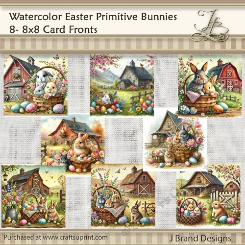 Watercolor Easter Primitive Easter Bunnies