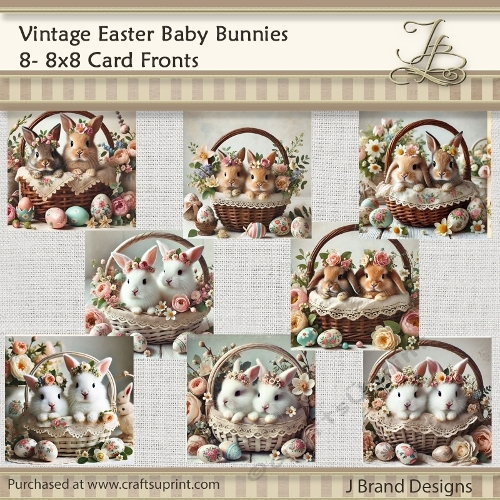 Vintage Easter Baby Bunnies in Basket