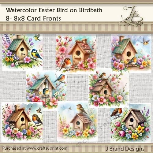 Watercolor Spring Bird with Birdhouse