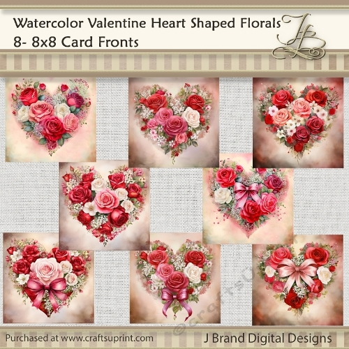 Watercolor Valentine Heart Shaped Florals