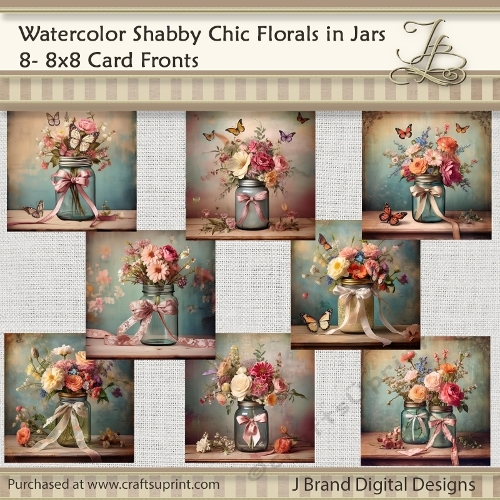 Watercolor Shabby Chic Florals in Mason Jars