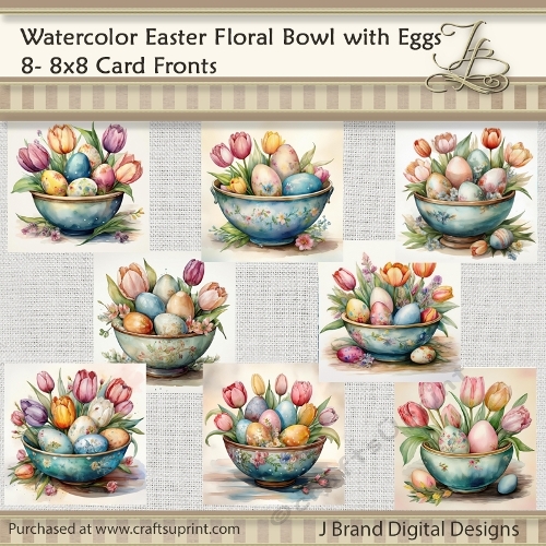 Watercolor Easter Floral Bowl with Eggs