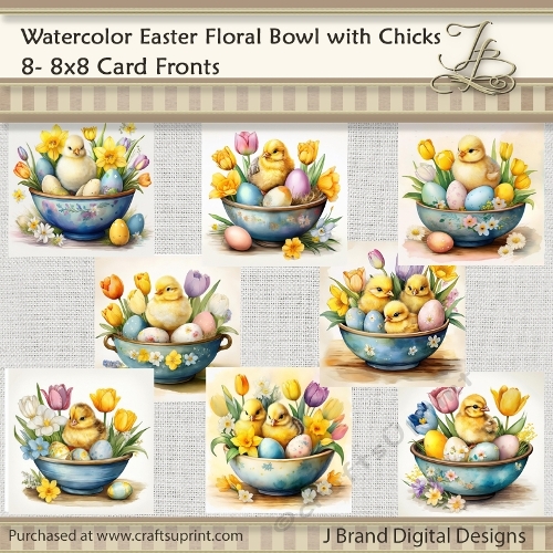 Watercolor Easter Floral Bowl with Chicks