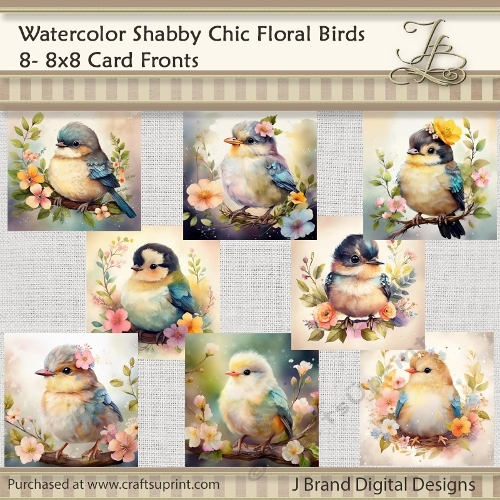 Watercolor Shabby Chic Birds