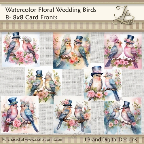 Watercolor Floral Wedding Birds