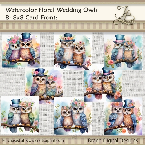 Watercolor Floral Wedding Owls