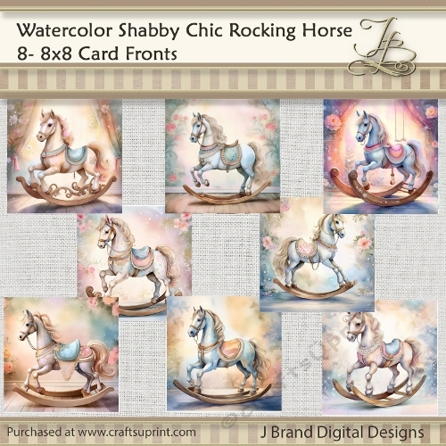 Watercolor Shabby Chic Rocking Horse