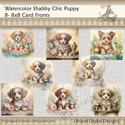Watercolor Shabby Chic Puppy