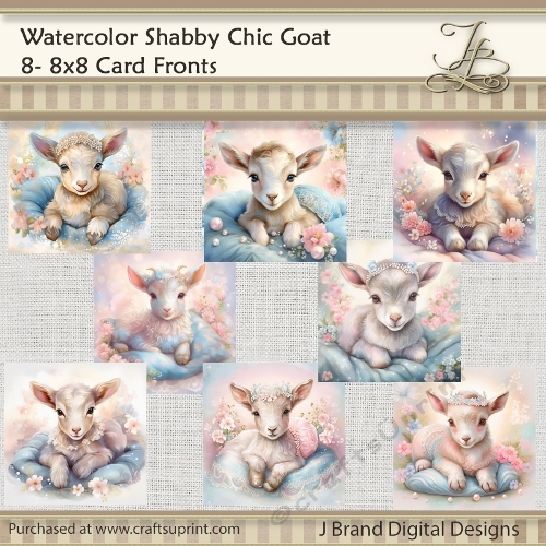 Watercolor Shabby Chic Baby Goat