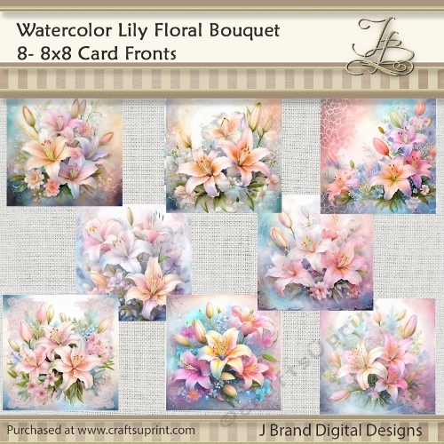 Watercolor Lily Floral Bouquet
