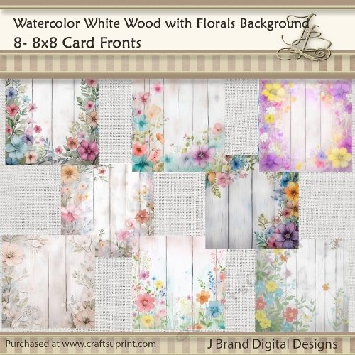 Watercolor White Wood Floral Backgrounds