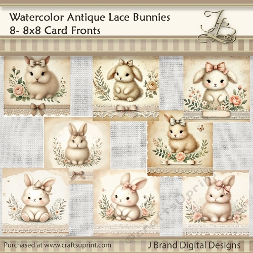 Watercolor Antique Lace Bunnies