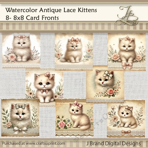 Watercolor Antique Lace Kittens