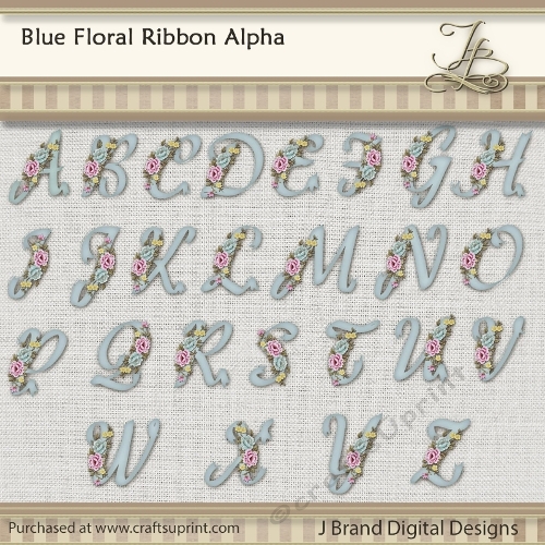 Blue Floral Ribbon Alpha