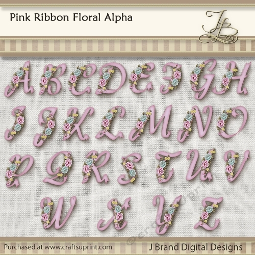 Pink Floral Ribbon Alpha