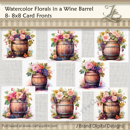 Watercolor Floral Wine Barrel