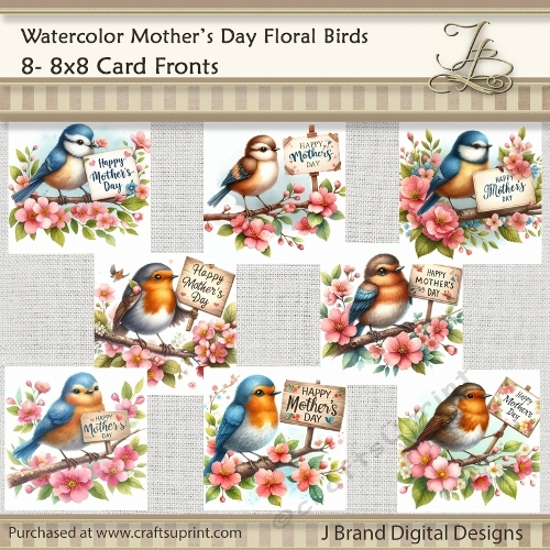 Watercolor Mothers Day Floral Birds