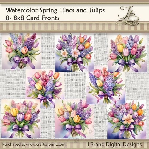 Watercolor Spring Lilac and Tulip Bouquet