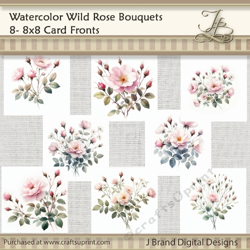 Watercolor Wild Rose Bouquets