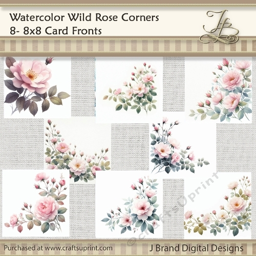 Watercolor Wild Rose Corners