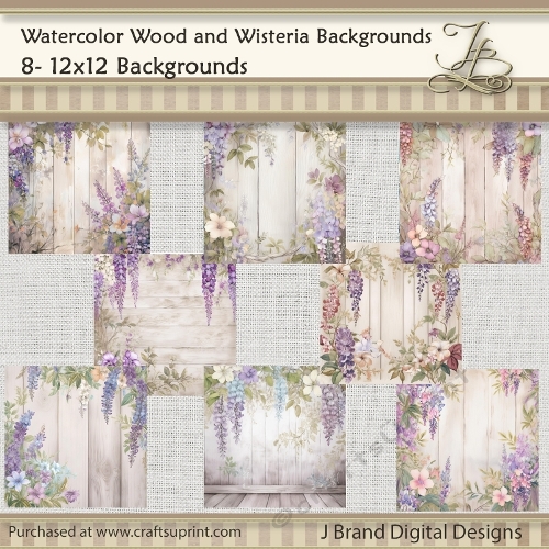 Watercolor Wisteria Floral Backgrounds