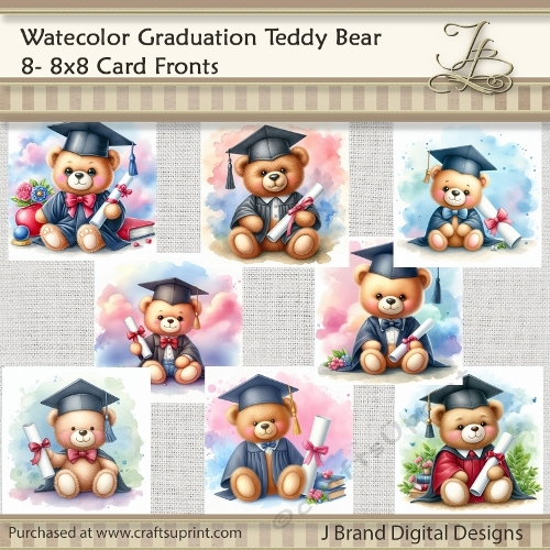 Watercolor Graduation Teddy Bear