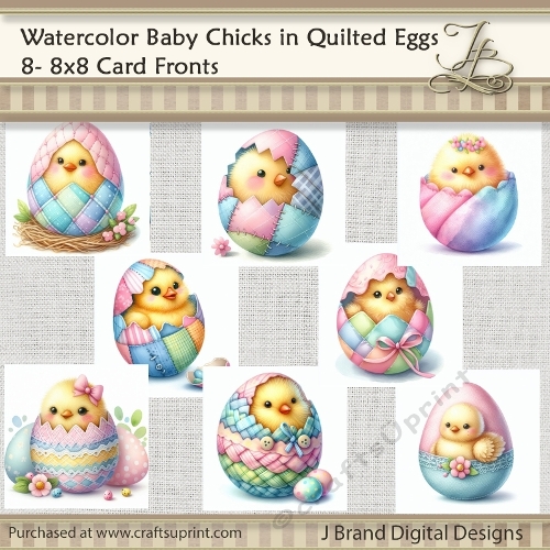 Watercolor Baby Chicks in Quilted Eggs