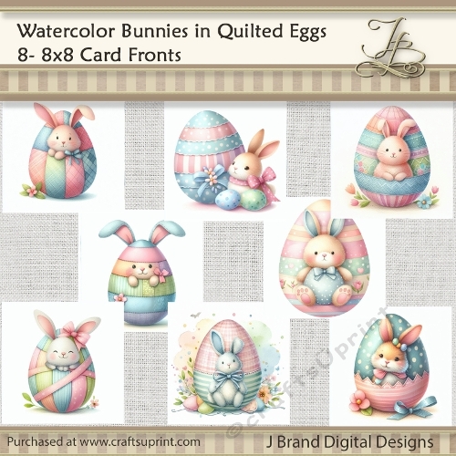 Watercolor Bunnies in Quilted Eggs
