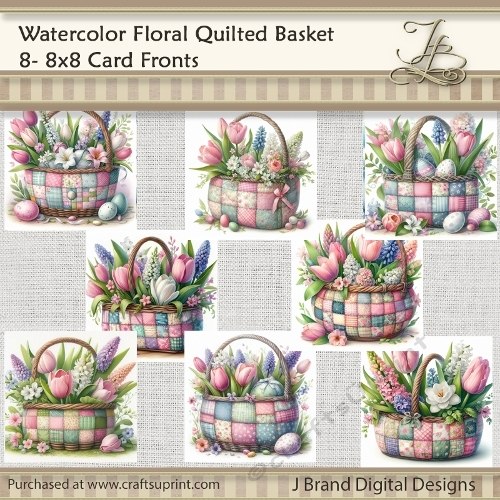 Watercolor Floral Quilted Basket