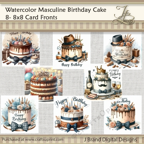 Watercolor Masculine Birthday Cake