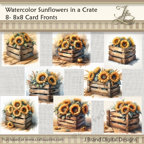 Watercolor Sunflower Bouquets in a Crate