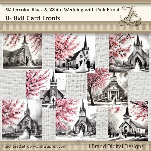 Watercolor Black & White Wedding with Pink Floral