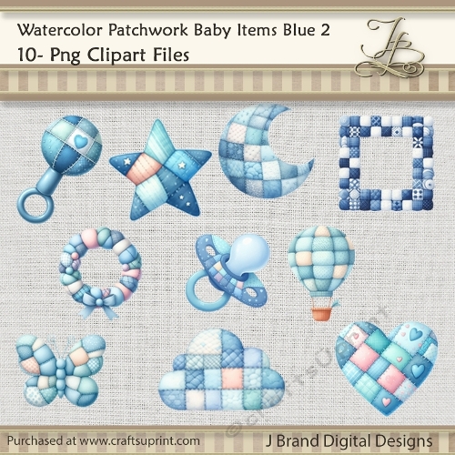 Watercolor Patchwork Baby Items Blue 2