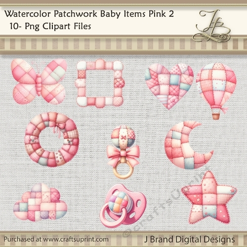 Watercolor Patchwork Baby Items pink 2