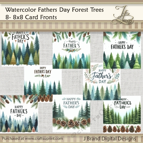 Watercolor Fathers Day Pine Trees