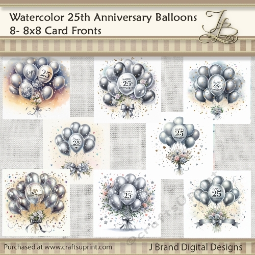 Watercolor 25th Anniversary Balloons