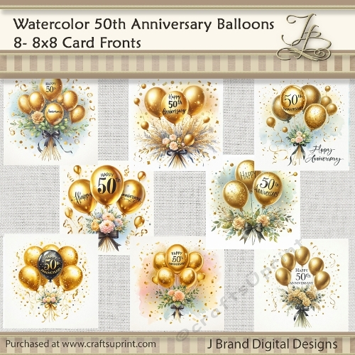Watercolor 50th Anniversary Balloons