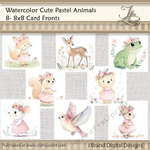 Watercolor Cute Pastel Animals