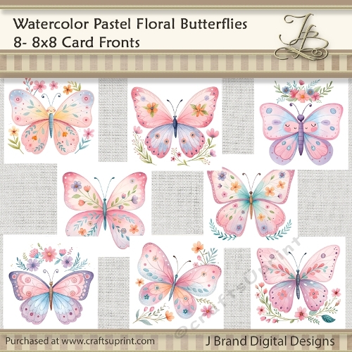 Watercolor Pastel Floral Butterflies