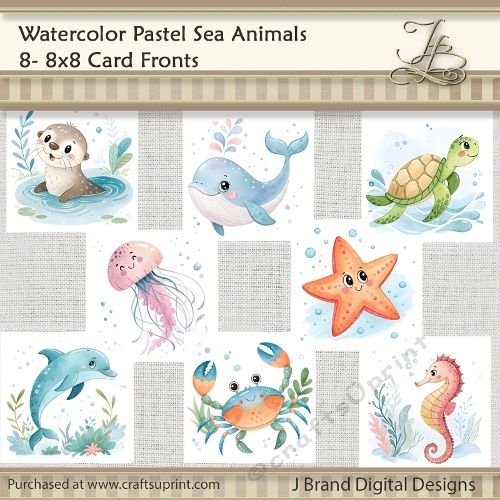 Watercolor Pastel Sea Animals
