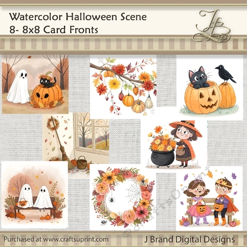 Watercolor Halloween Scenes