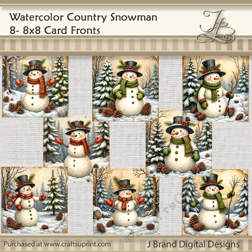 Watercolor Country Snowman