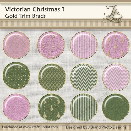 Victorian Christmas 1 Gold Trimmed Brads