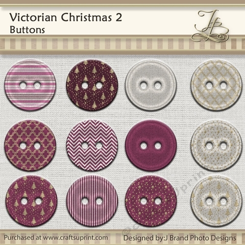 Victorian Christmas 2 Buttons