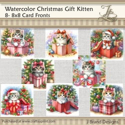 Watercolor Christmas Gift Kitten